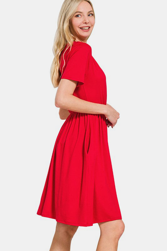 Short Sleeve Dress in Red