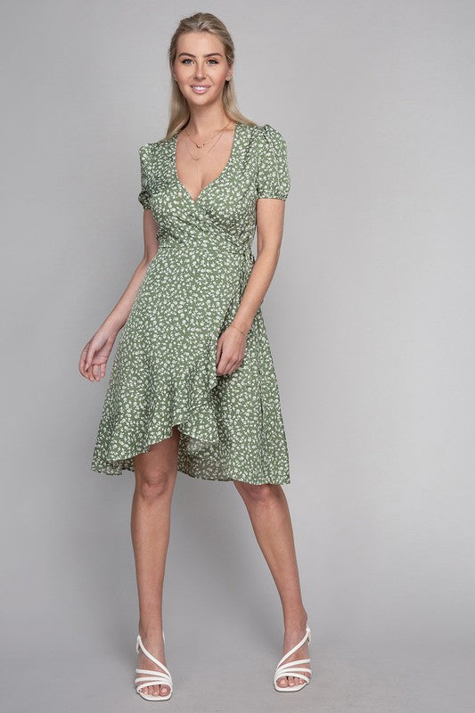 Ditsy Floral Print Wrap Dress
