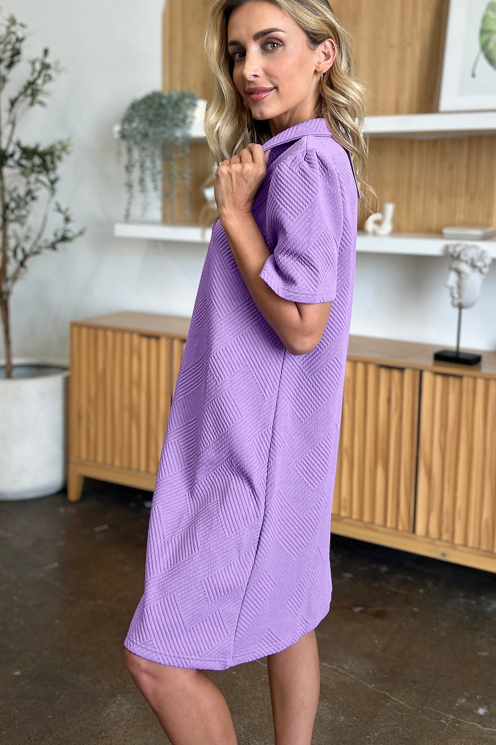 Hannah Texture Short Sleeve Dress