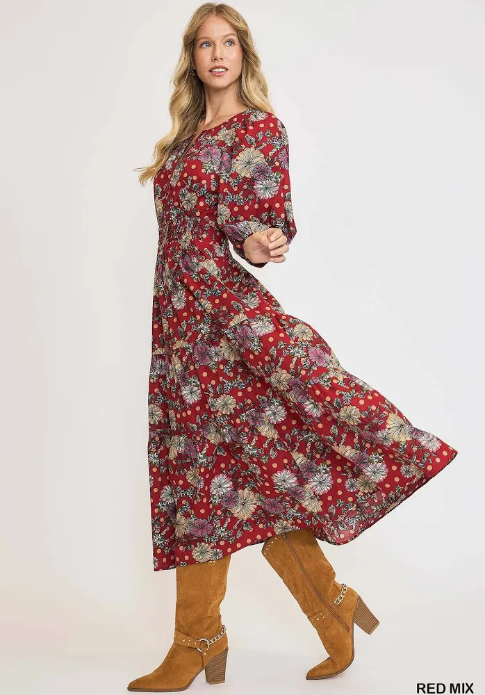 Umgee USA Floral Midi Dress