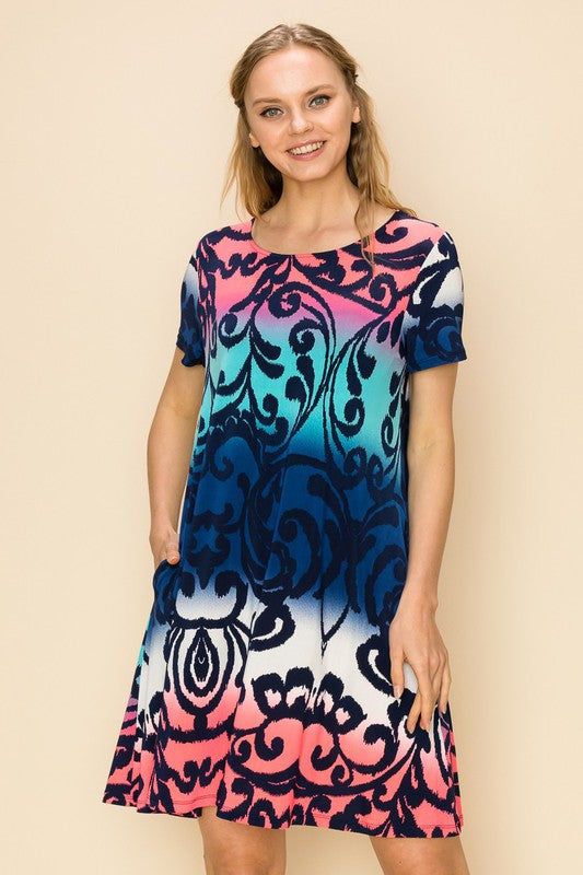 PRINT LOOSE FIT MINI DRESS