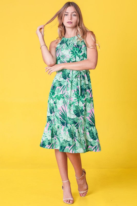 Linda Halter Neck Dress Sash Dress
