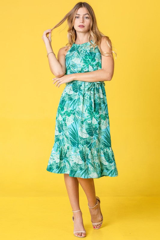 Linda Halter Neck Dress Sash Dress