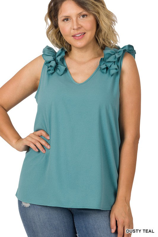 Plus Ruffle Trim Top