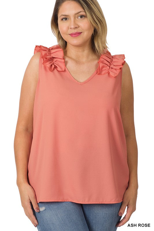 Plus Ruffle Trim Top