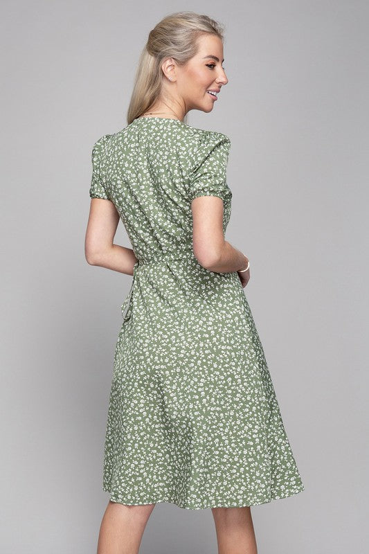 Ditsy Floral Print Wrap Dress