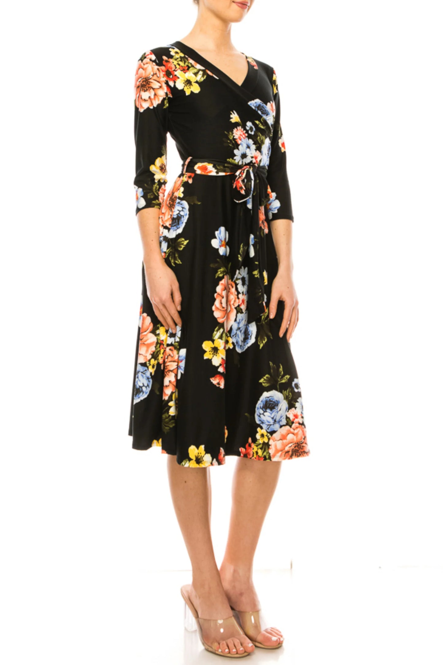 Sarah Floral Dress in Black