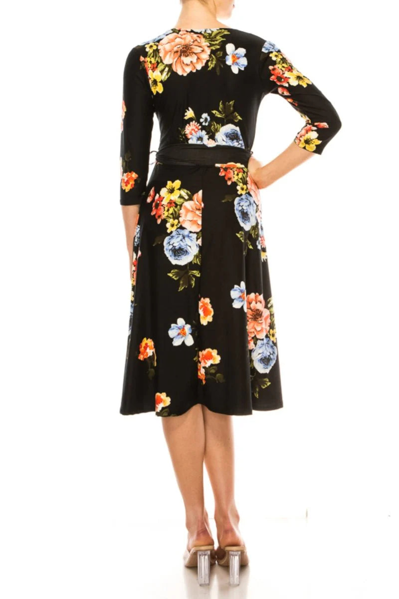 Sarah Floral Dress in Black