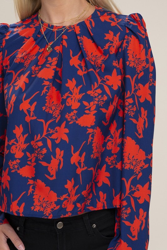 Floral Print Puff Sleeve Blouse