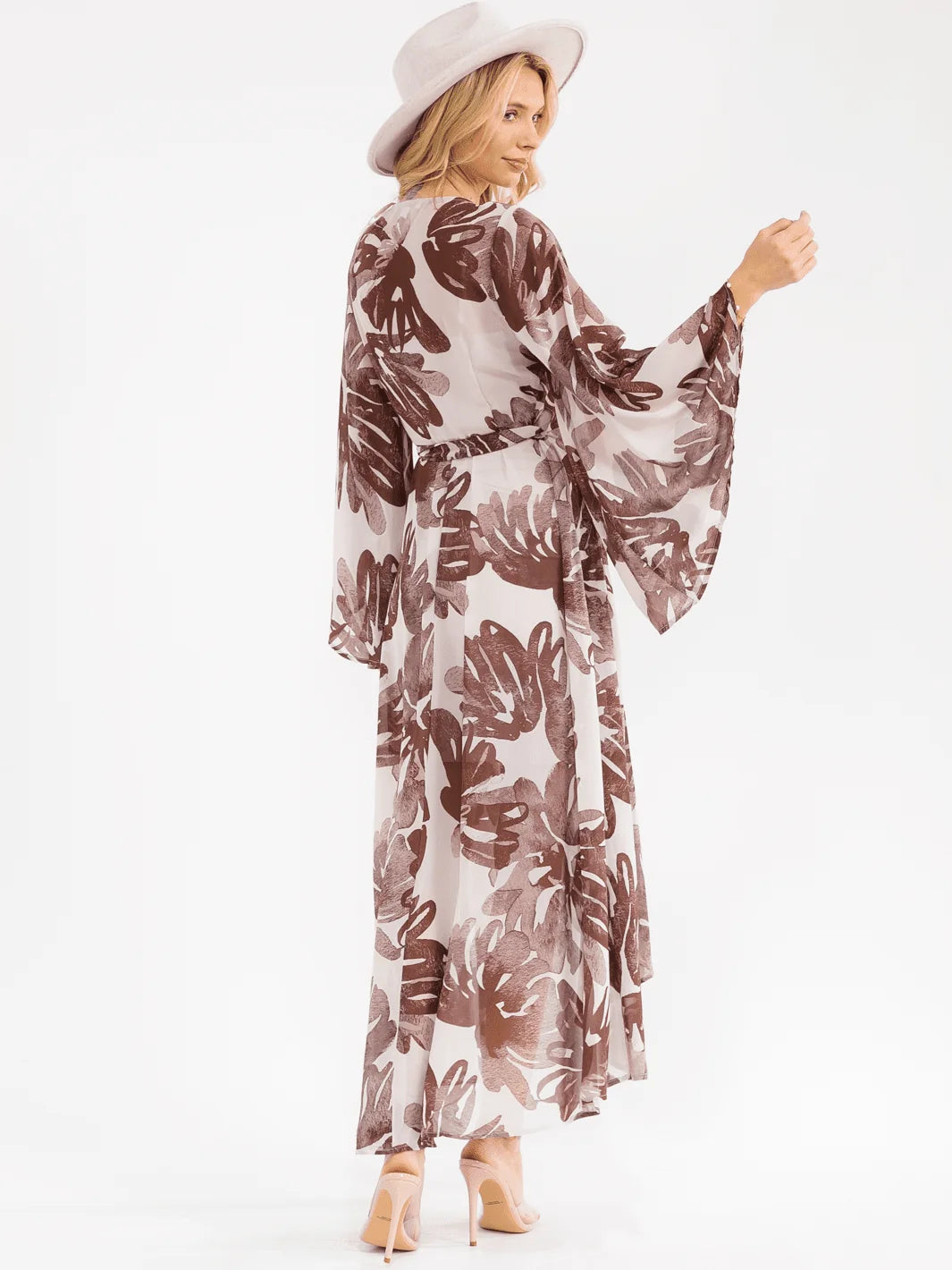 Bell Sleeve Hi-Low Midi Dress