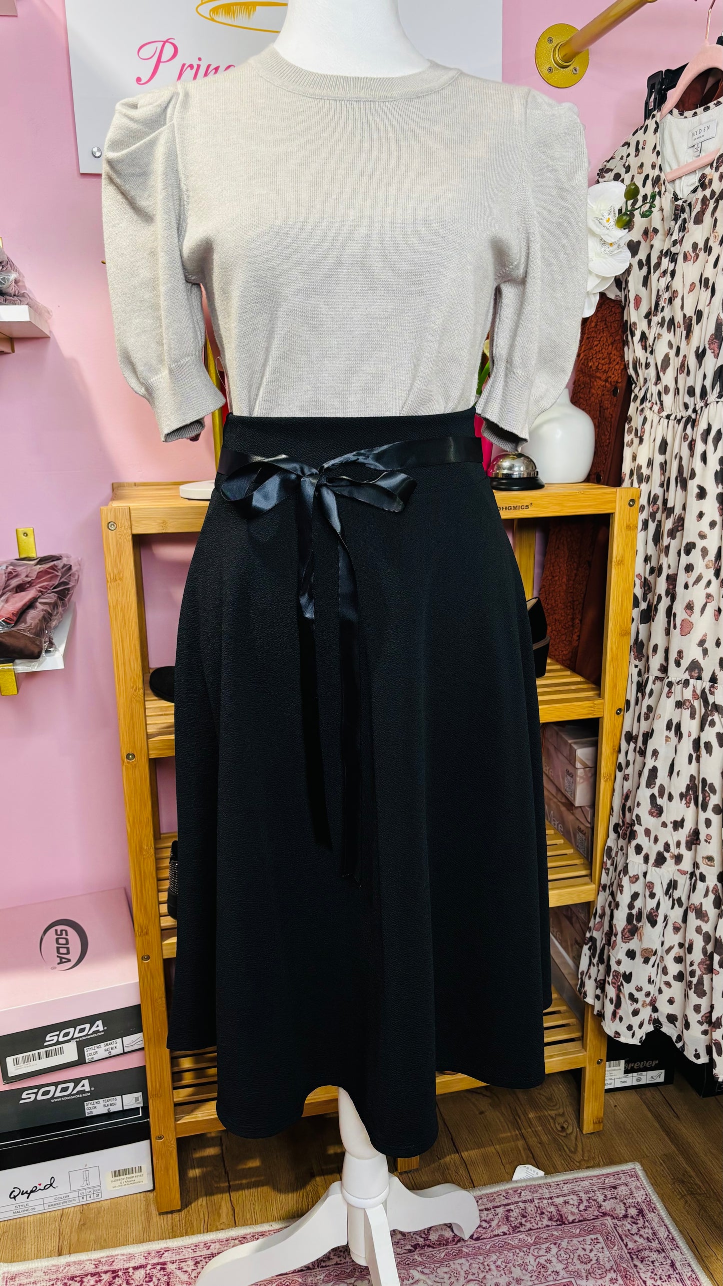 A-Line Midi Skirt in Black