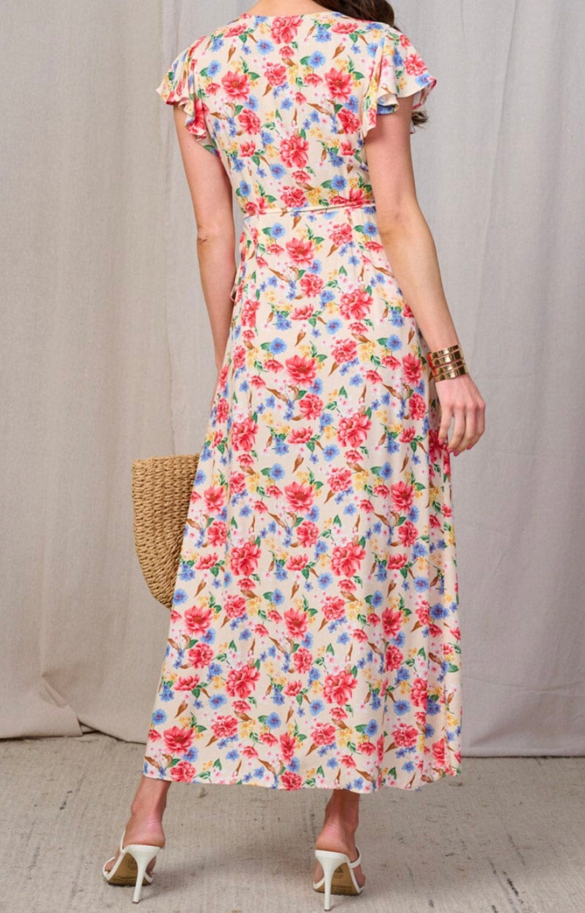 Elaine Floral Wrap Midi Dress