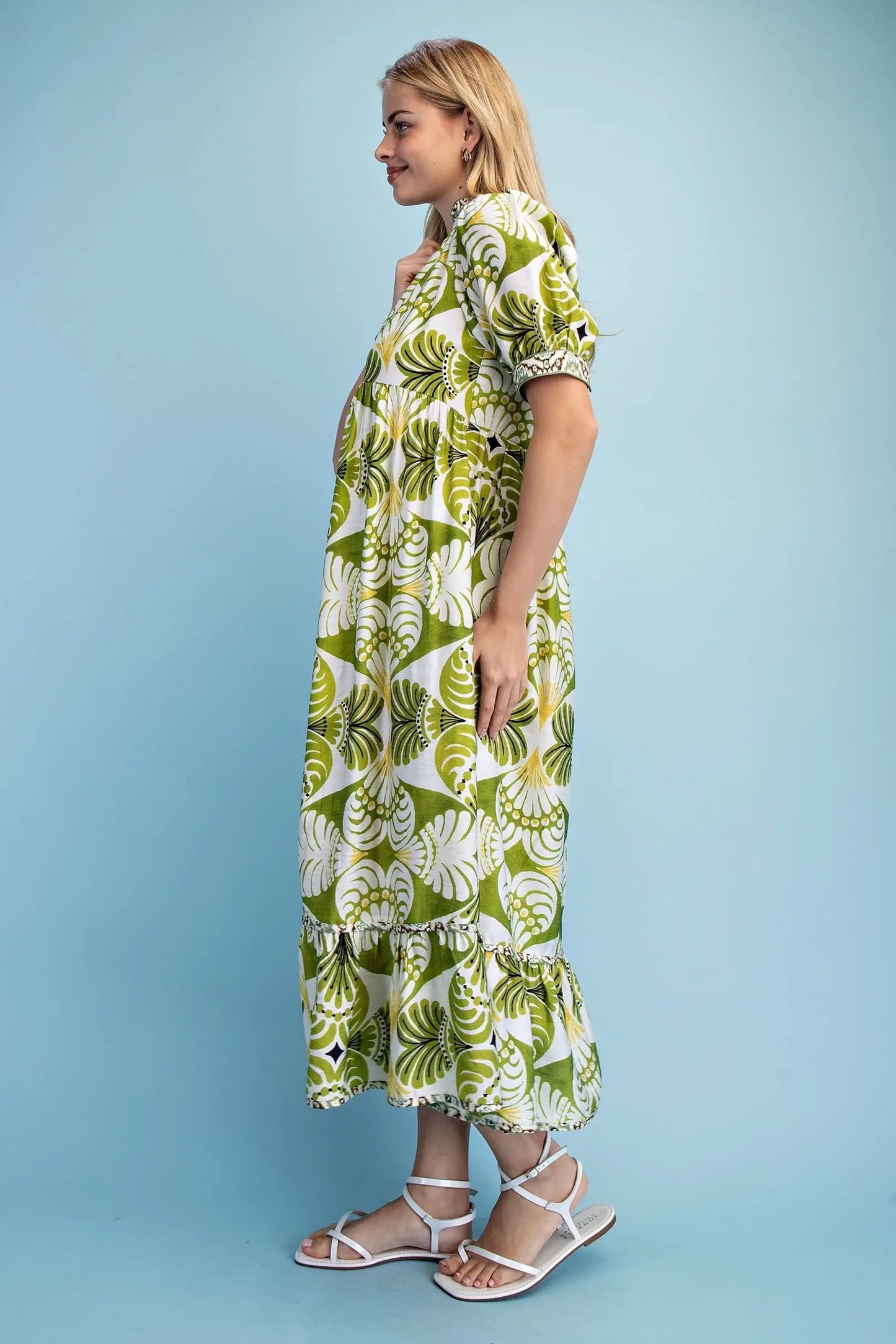 Mix Print Midi Dress