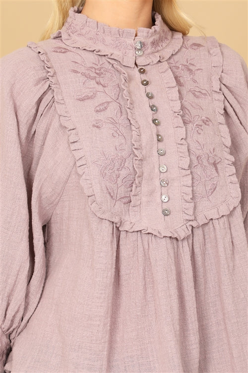 Embroidered 3/4 Sleeve Blouse