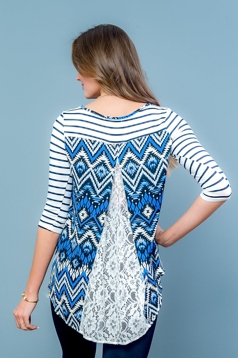 Back Lace Stripe Top