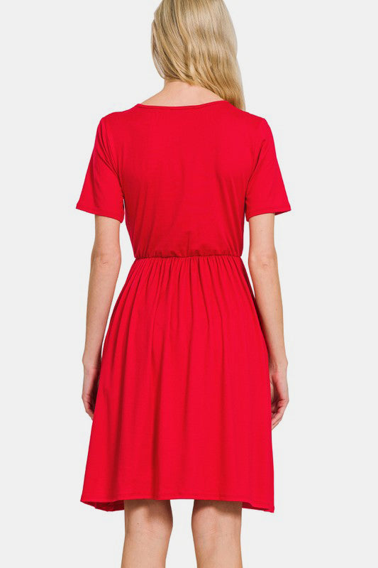 Short Sleeve Dress in Red