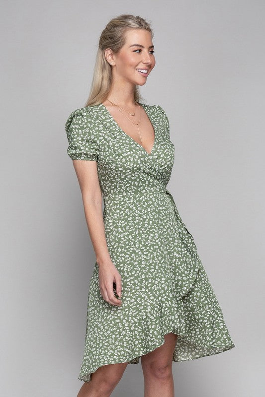 Ditsy Floral Print Wrap Dress