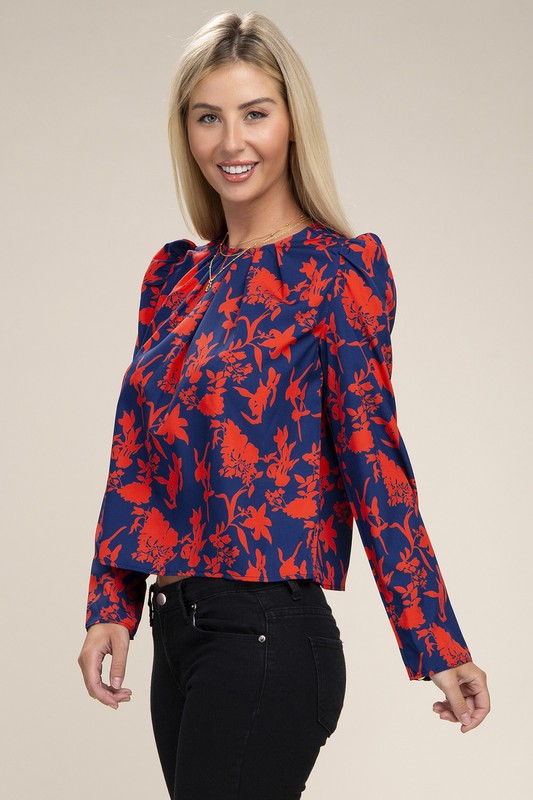 Floral Print Puff Sleeve Blouse