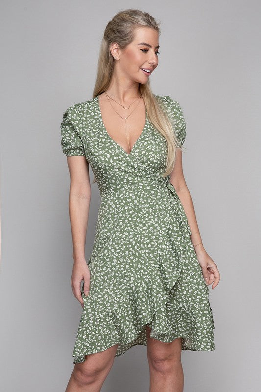 Ditsy Floral Print Wrap Dress