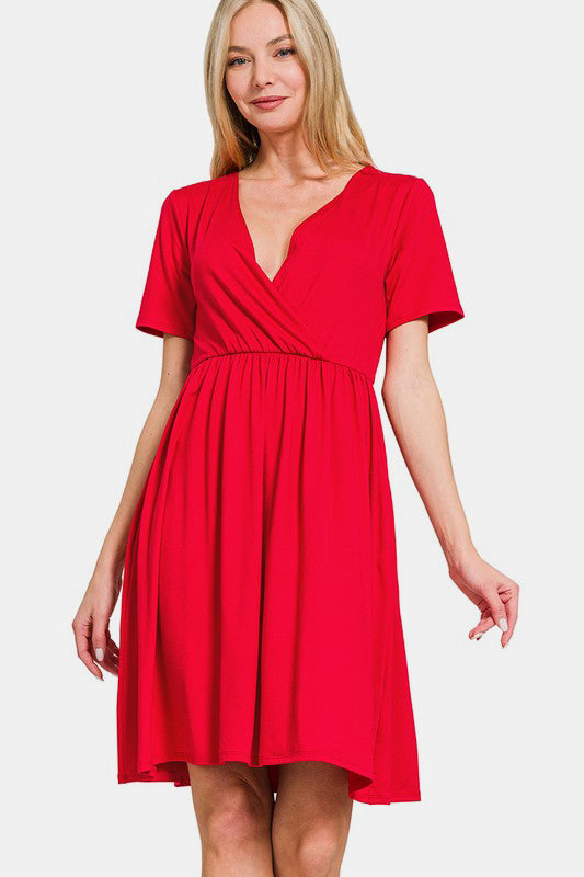 Short Sleeve Dress in Red