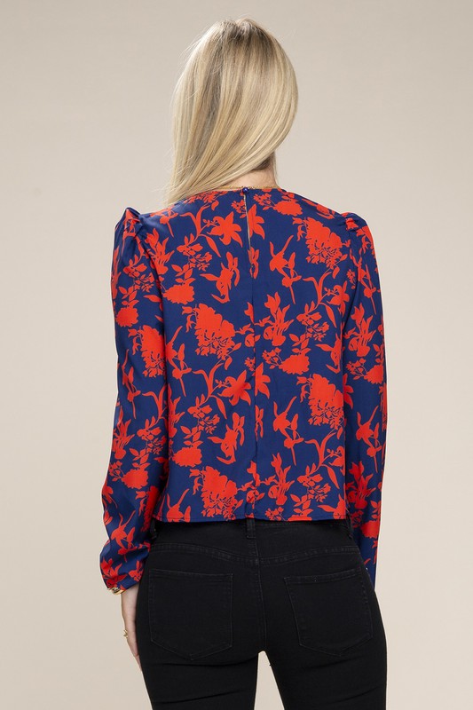 Floral Print Puff Sleeve Blouse