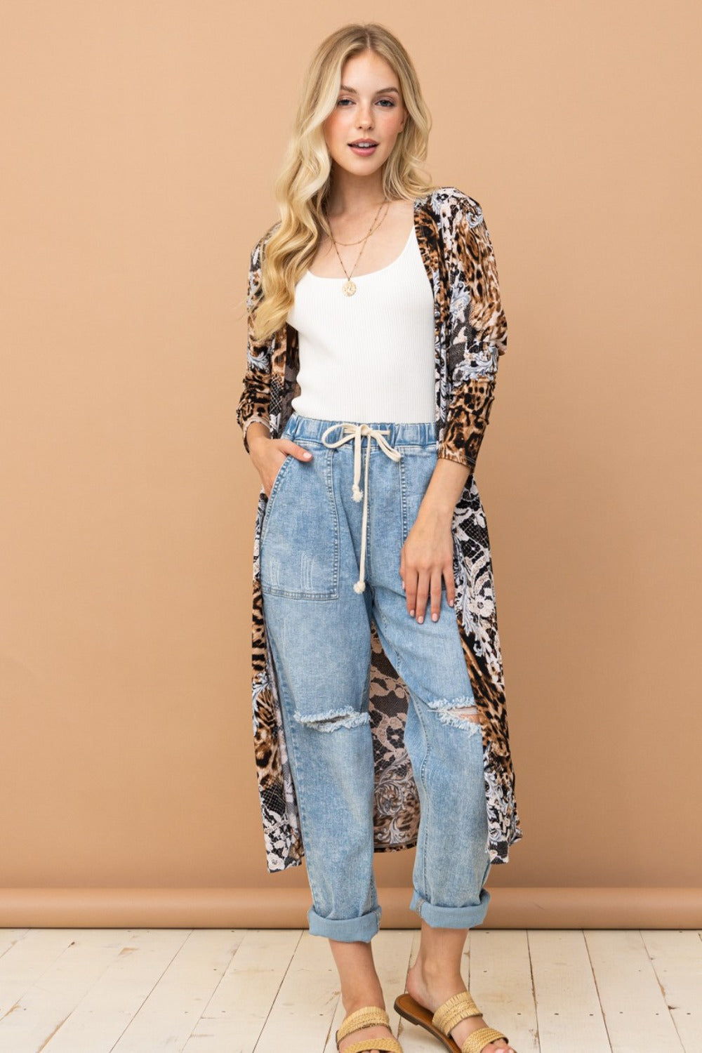 Leopard Kimono Longline Cardigan