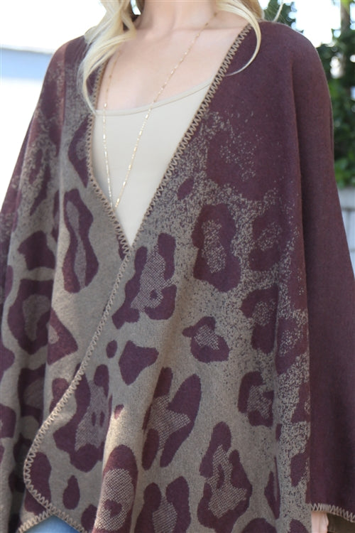 Leopard/Brown Open Front Kimono