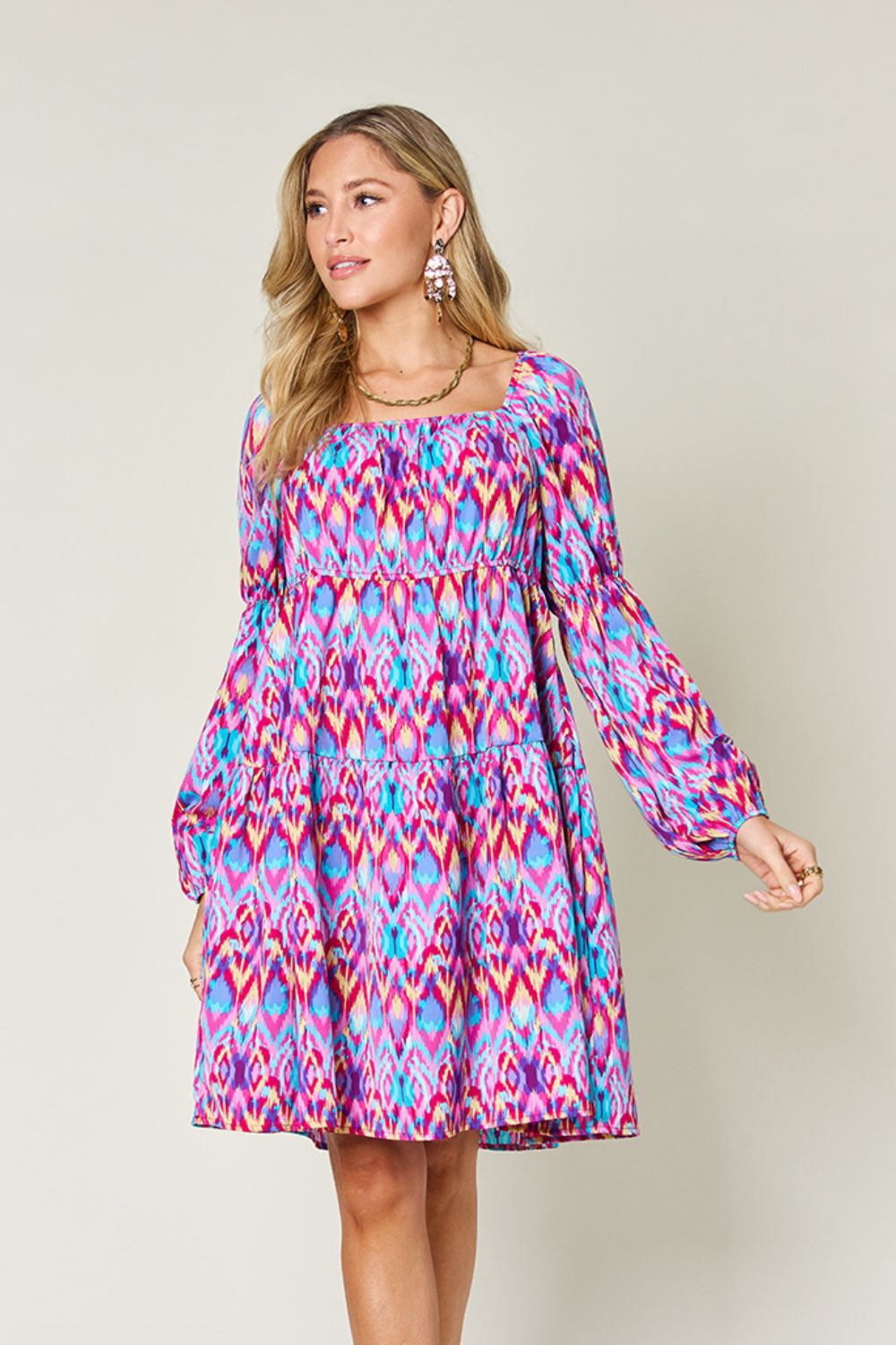 Ella Multi Print Long Sleeve Dress