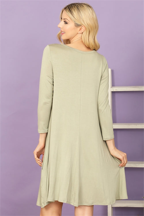3/4 Sleeve Flowy in Sage