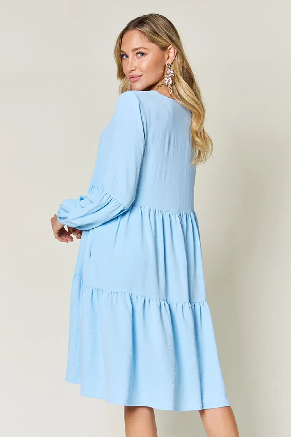 Sally Balloon Sleeve Tiered Dress with Pockets