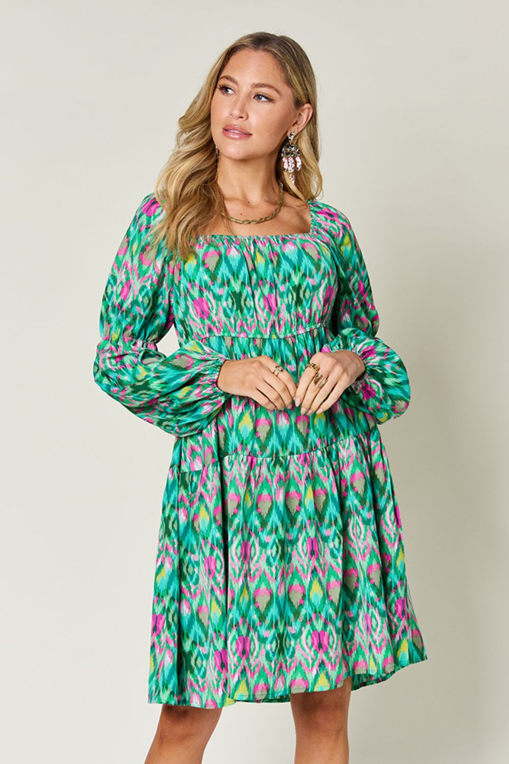 Ella Multi Print Long Sleeve Dress