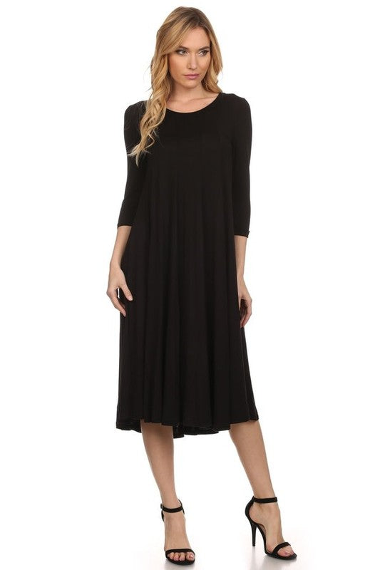 Solid jersey knit a-line dress