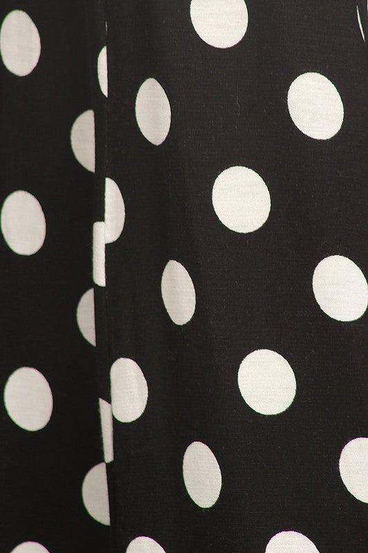 Paneled polka dot a-line midi dress