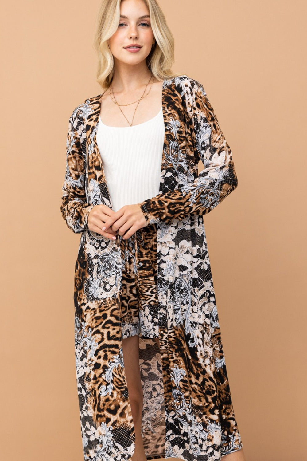 Leopard Kimono Longline Cardigan