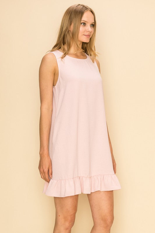 SLEEVELESS RUFFLE MINI DRESS