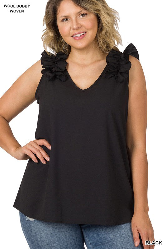 Plus Ruffle Trim Top