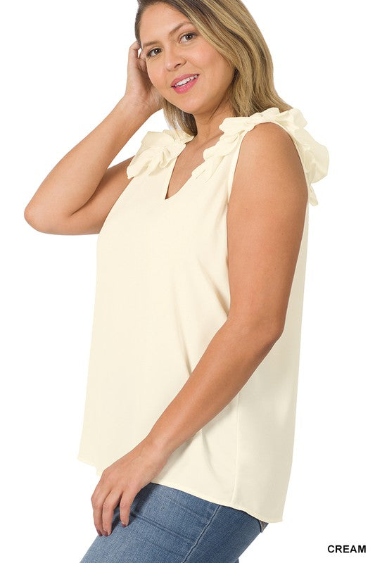 Plus Ruffle Trim Top