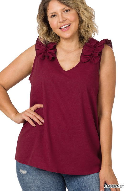 Plus Ruffle Trim Top