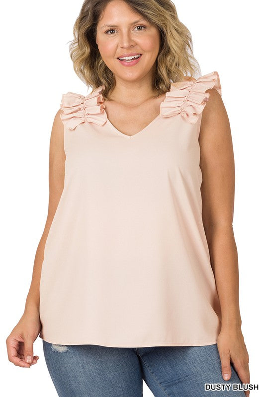 Plus Ruffle Trim Top