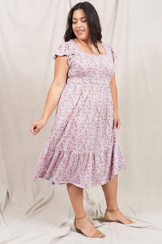 Flutter Sleeve Ditsy Floral Sundress