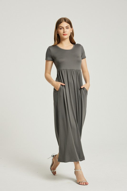 Charcoal Maxi Dress With Pocket