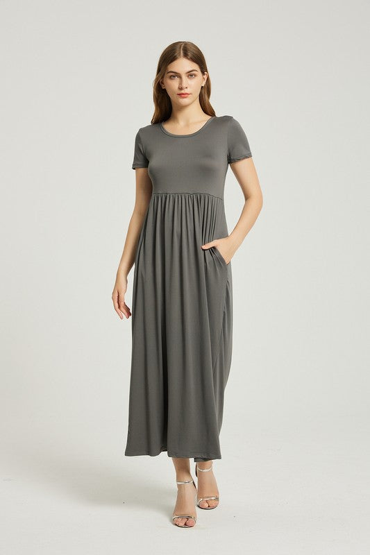 Charcoal Maxi Dress With Pocket