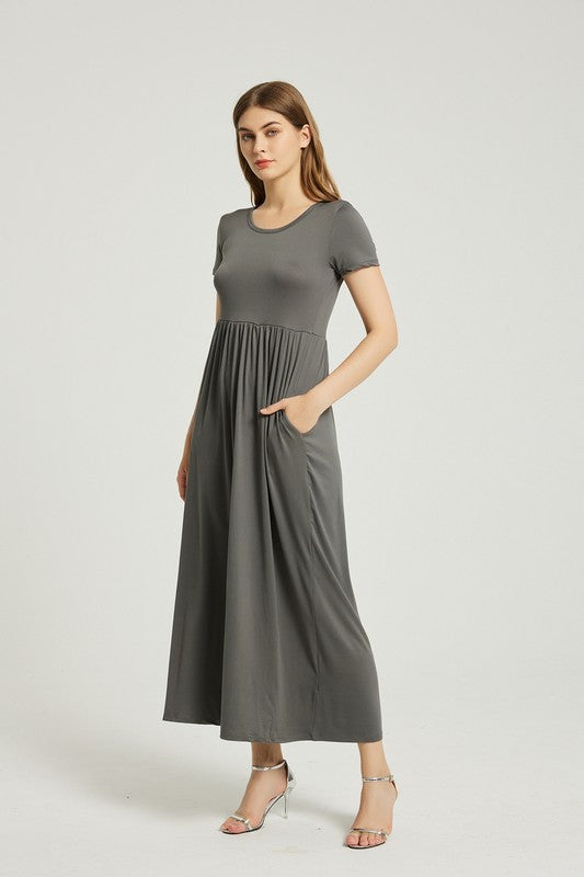 Charcoal Maxi Dress With Pocket