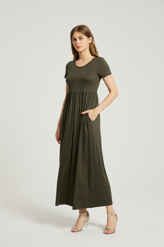 Olive Maxi Dress With Pocket