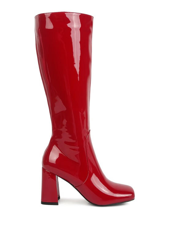 PU Block Heeled Calf Boots