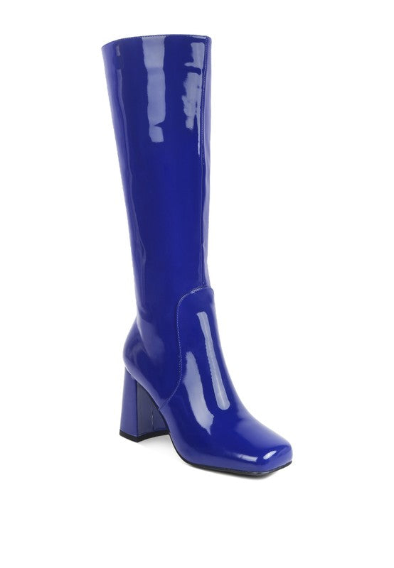 PU Block Heeled Calf Boots