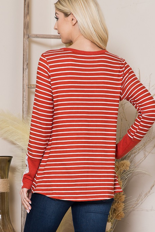 Front Twist Stripe Knit Top