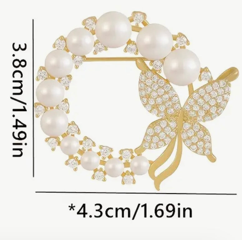 Pearl Butterfly Brooch Pin