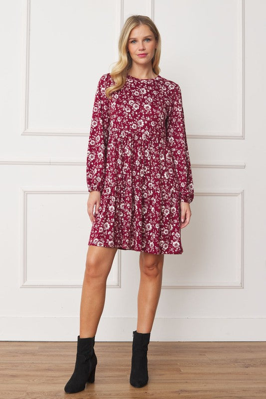 Floral Crew Neck Mini Dress