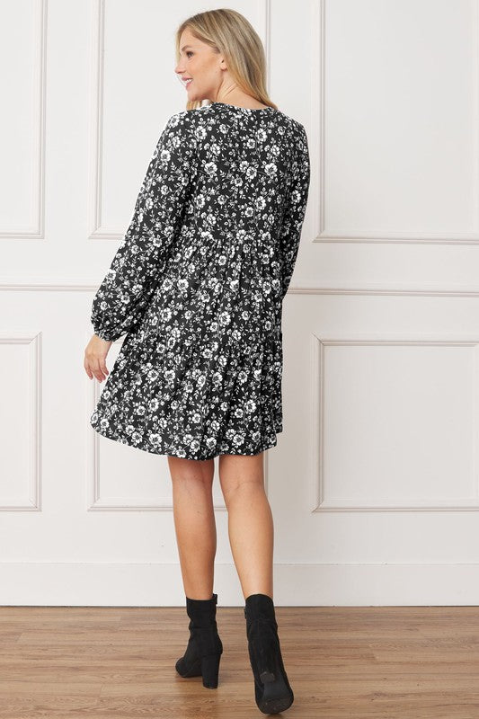 Floral Crew Neck Mini Dress